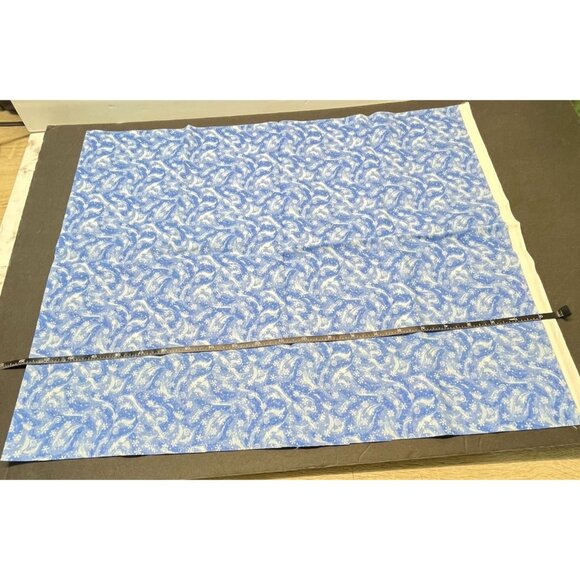 Blue Frozen Snowfall Snowflake Fabric Remnant Blue & White Cotton Winter Snow - Picture 4 of 7